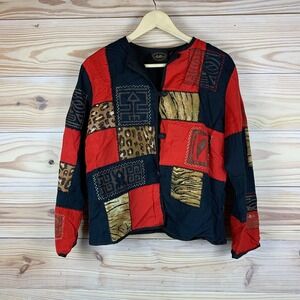 Vtg Allure Jacket Top Women Medium Art To Wear Patchwork Animal Print‎ Toggle